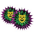 Beistle 15 Mardi Gras Fan Burst; Purple/Green/Gold, 3/Pack