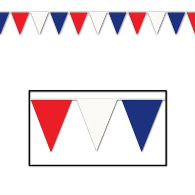 Beistle 17 x 120 Patriotic Outdoor Pennant Banner; Red/White/Blue