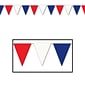 Beistle 17" x 120' Patriotic Outdoor Pennant Banner; Red/White/Blue