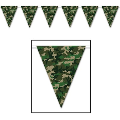 Beistle 10 x 12 Camo Flag Pennant Banner, 4/Pack