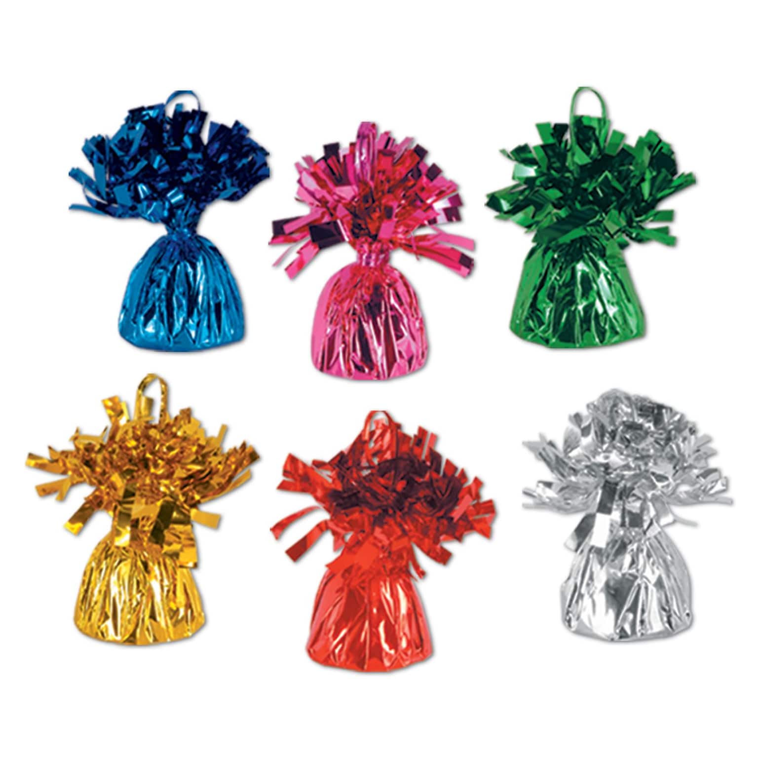Beistle 6 oz. Metallic Wrapped Balloon Weights, Assorted, 12/Pack (50804-ASST)