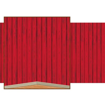 Beistle 4 x 30 Red Barn Siding Backdrop