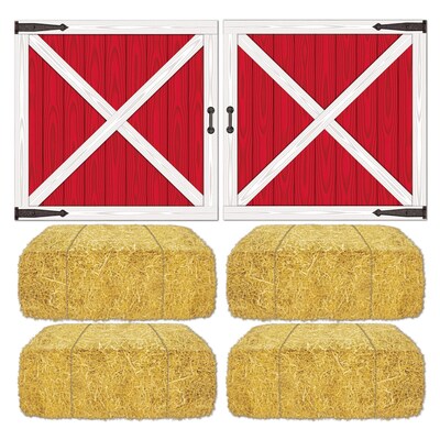 Beistle 15 1/2 - 32 1/2 Barn Loft Door and Hay Bale Props; 12/Pack