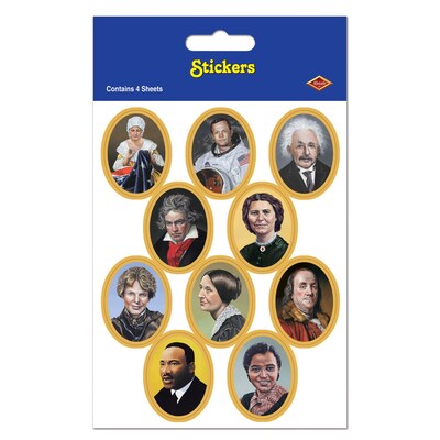 Beistle 4 3/4 x 7 1/2 Faces In History Sticker; 28/Pack