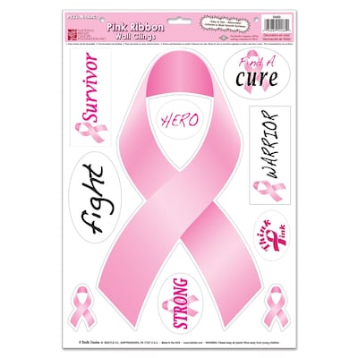 Beistle 12 x 17 Ribbons Peel N Place Sticker; Pink, 12/Pack