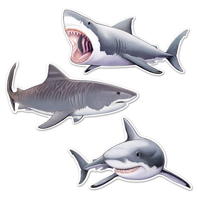 Beistle 22 1/2 - 24 1/4 Shark Cutouts; 6/Pack
