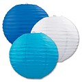 Beistle 9 1/2 Paper Lantern; Blue/White/Turquoise, 6/Pack