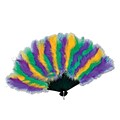 Beistle 12 x 20 Mardi Gras Feather Fan; Golden-Yellow/Green/Purple