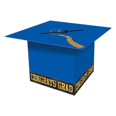 Beistle Graduation Cap Card Box, Blue, 2/Pack (57393-B)