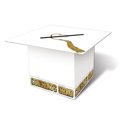 Beistle Graduation Cap Card Box, White, 2/Pack (57393-W)