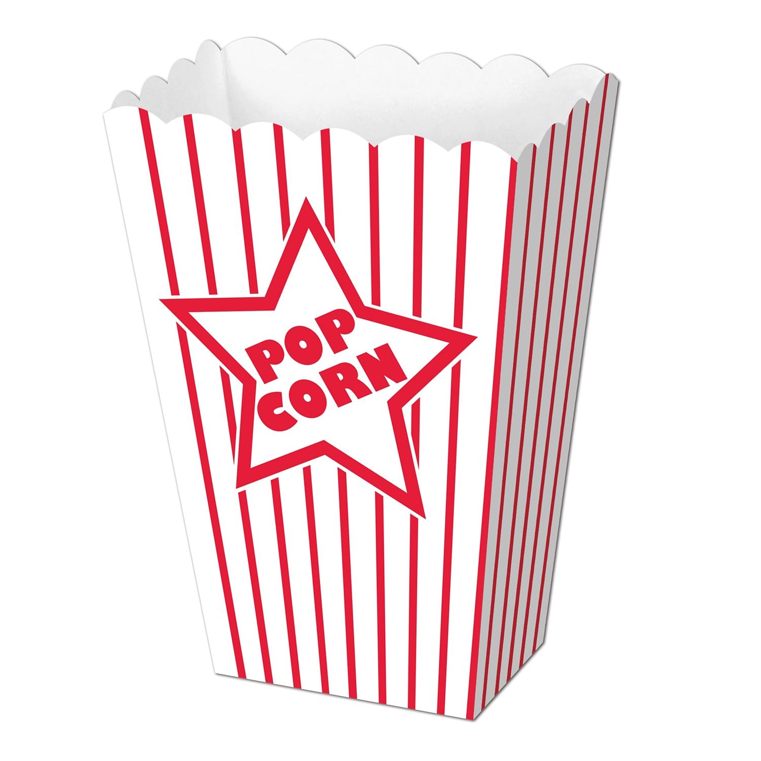 Beistle Paper Popcorn Box, Red/White, 40/Pack (57450)