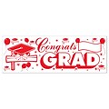 Beistle 5 x 21 Congrats Grad Sign Banner; Red/White, 3/Pack