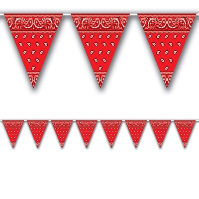 Beistle 10 x 12 Bandana Pennant Banner; Red, 4/Pack