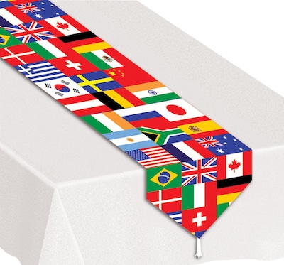 Beistle 11 x 6 Printed International Flag Table Runner; 4/Pack