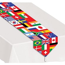 Beistle 11 x 6 Printed International Flag Table Runner; 4/Pack