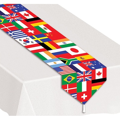 Beistle 11 x 6 Printed International Flag Table Runner; 4/Pack
