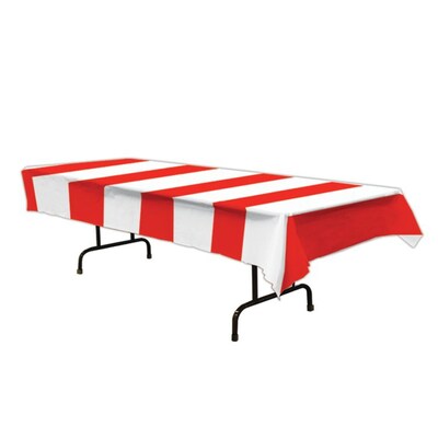 Beistle Stripes Tablecover, Red/White, 3/Pack (57937)