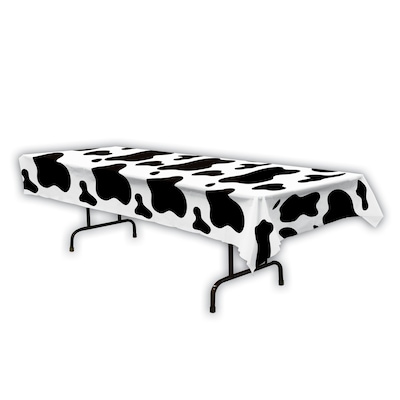 Beistle 54 x 108 Cow Print Tablecover; White/Black, 2/Pack