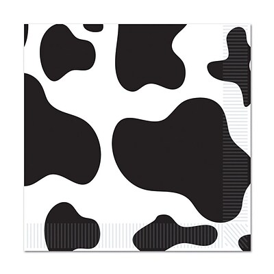 Beistle 6 1/2 x 6 1/2 Cow Print Luncheon Napkins; White/Black, 48/Pack