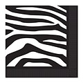 Beistle 5 x 5 Zebra Print Beverage Napkins; Black/White, 64/Pack