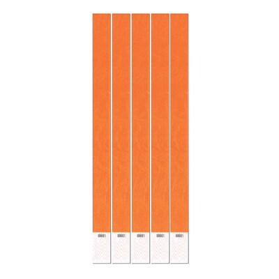 Beistle 3/4 x 10 Tyvek Wristband, Neon Orange, 100/Pack