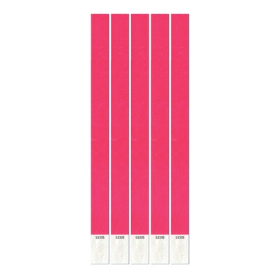 Beistle 3/4 x 10 Tyvek Wristband, Neon Pink, 100/Pack