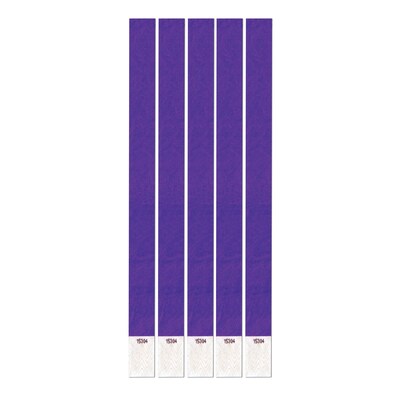 Beistle 3/4 x 10 Tyvek Wristband, Purple, 100/Pack