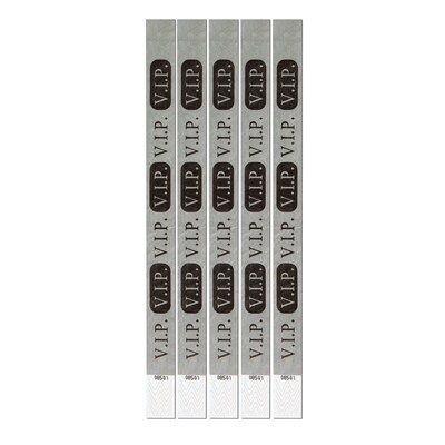 Beistle 3/4 x 10 VIP Tyvek Wristband; Silver, 100/Pack