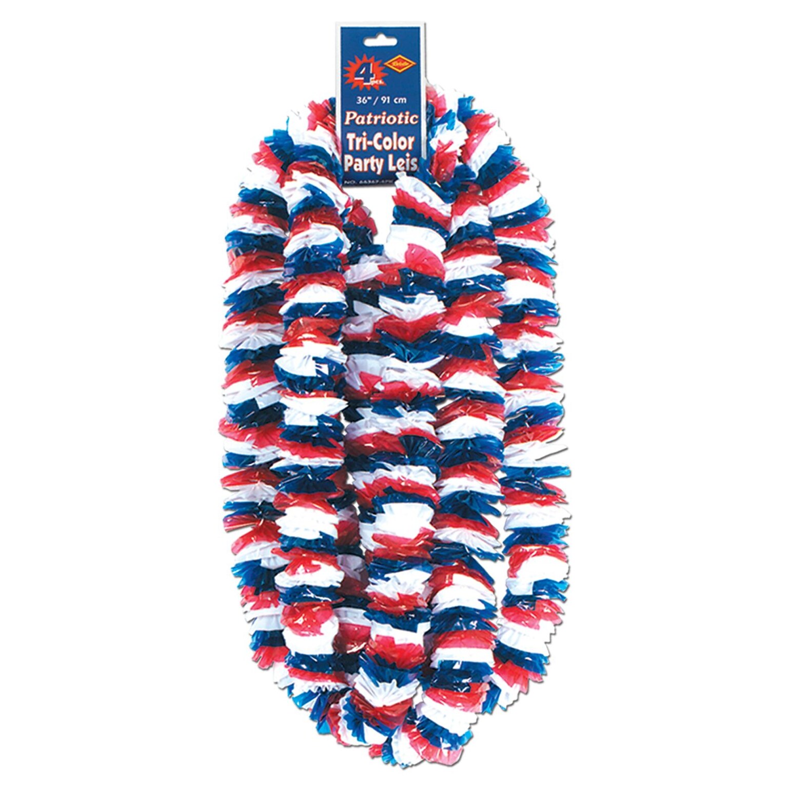Beistle 2 x 36 Soft-Twist Patriotic Poly Lei; Red/White/Blue, 16/Pack