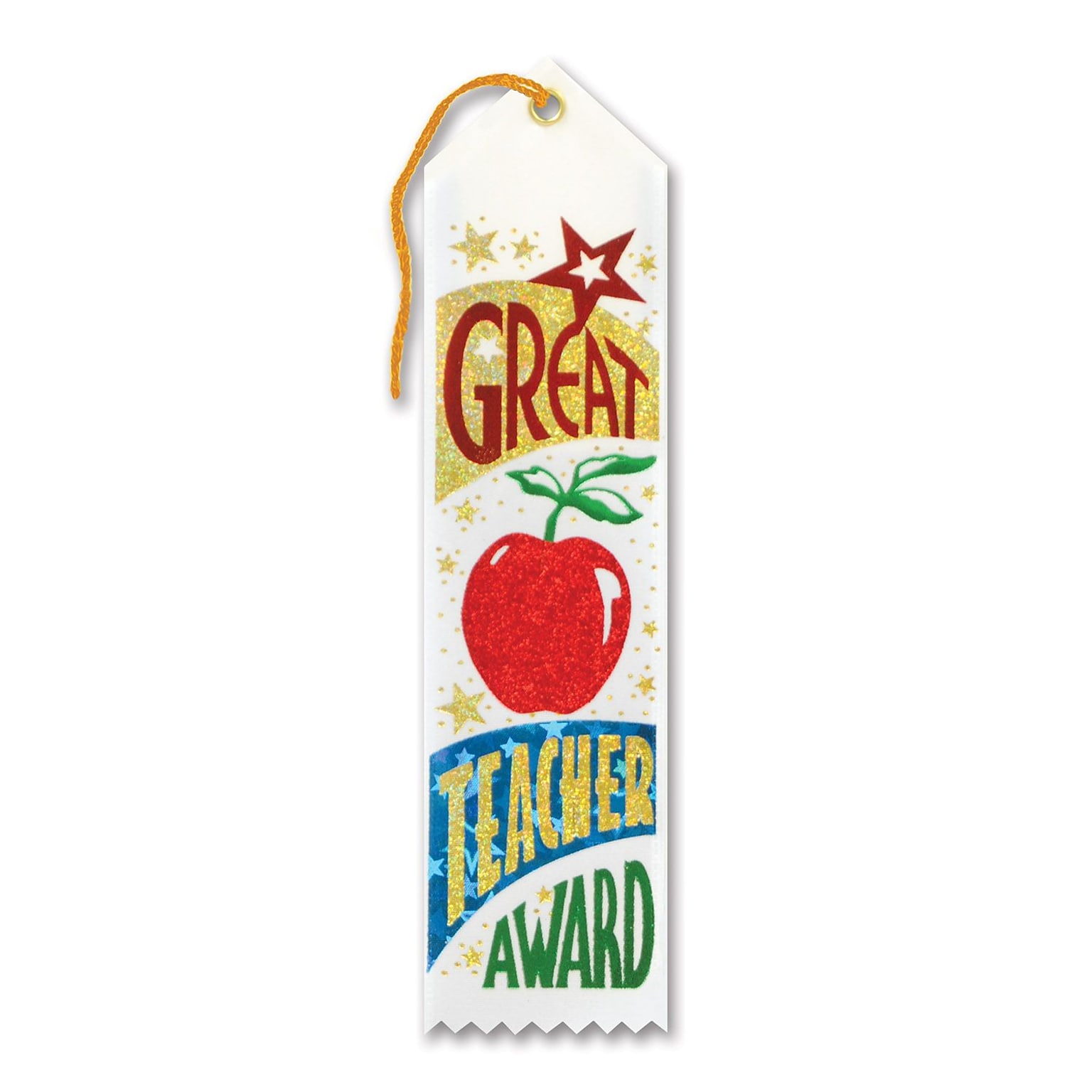 Beistle 2 x 8 Great Teacher Award Ribbon; White, 9/Pack