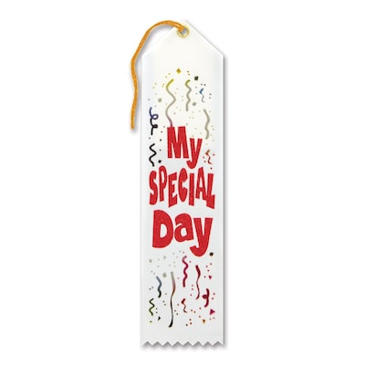 Beistle 2 x 8 My Special Day Award Ribbon; White, 9/Pack