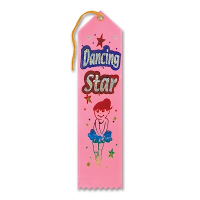 Beistle 2 x 8 Dancing Star Award Ribbon; Pretty Pink, 9/Pack