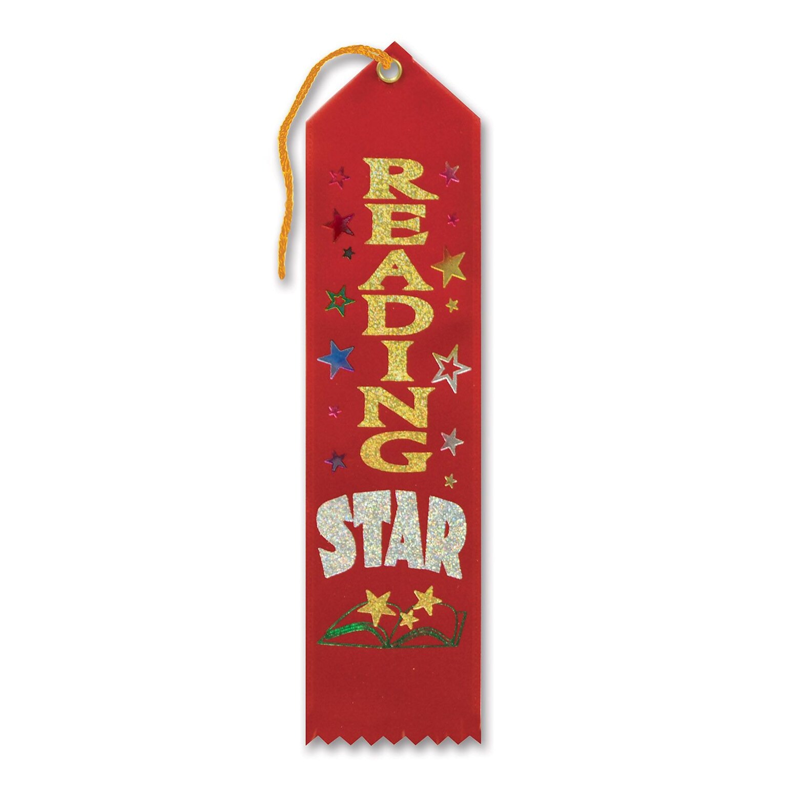 Beistle 2 x 8 Reading Star Award Ribbon; Red, 9/Pack