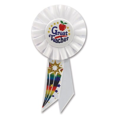 Beistle 3 1/4 x 6 1/2 Great Teacher Rosette; 3/Pack