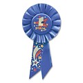 Beistle 3 1/4 x 6 1/2 1st Place Rosette; Blue, 3/Pack