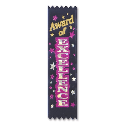Beistle 1 1/2 x 6 1/4 Award Of Excellence Value Pack Ribbon; Multicolor, 30/Pack