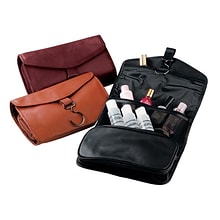 COASTER Hanging Toiletry Bag Top Grain Nappa Leather Luggage Case Burgundy (264-BURG-5)