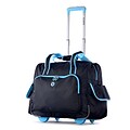 Olympia Polyester Deluxe Fashion Rolling Overnighter One Size, Black/Blue