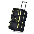 Olympia Polyester Luggage Sports Plus 8 Pocket Rolling Duffel Bag, 22, Black/Yellow