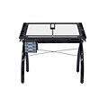 Studio Designs 45 x 43 Steel Futura Drafting Table with Glass Top Black/Clear Glass