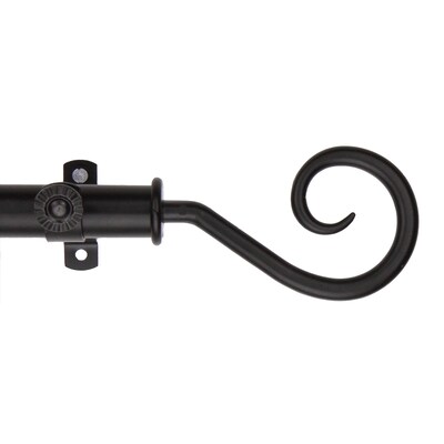 Rod Desyne 28" - 48" Metal Telescoping Curtain Rod with Curl Finial, Black