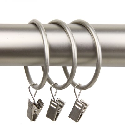 Rod Desyne 2" Metal Curtain Ring with Clip, Satin Nickel, 10/Set