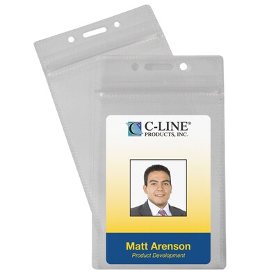 C-Line Vertical ID Badge Holder, Multicolor, 50/Pack (CLI89823)