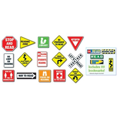 Reading Road Signs Bulletin Board Set, 51 pieces