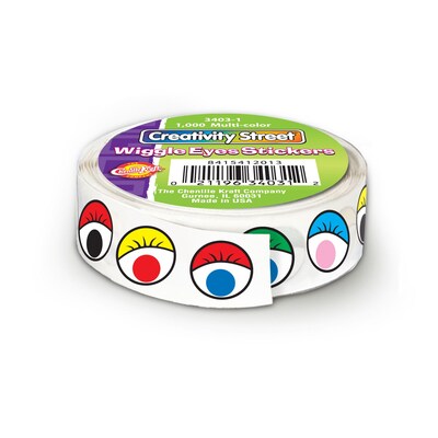 Chenille Kraft Creativity Street CK340301 Multi Wiggle Eyes Stickers, 1000/Roll