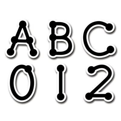 Black Dot-to-Dot Letter Stickers, Uppercase