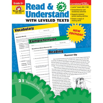 Evan-Moor® Read and Understand With Levelled Texts Grade 6+ Resource Book, Language Arts/Reading