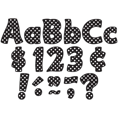 Teacher Created Resources® Black Polka Dots Funtastic Font 4 Ltrs Combo Pk, 208 Pcs.