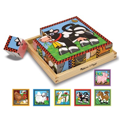 Melissa & Doug Wooden Puzzles, Farm Cube Puzzle