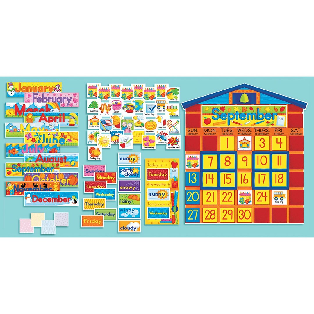 Scholastic All-In-One Schoolhouse Calendar Bulletin Board Set  (SC-0439394058) | Quill.com